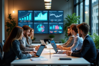 Groupe de professionnels marketing en réunion moderne