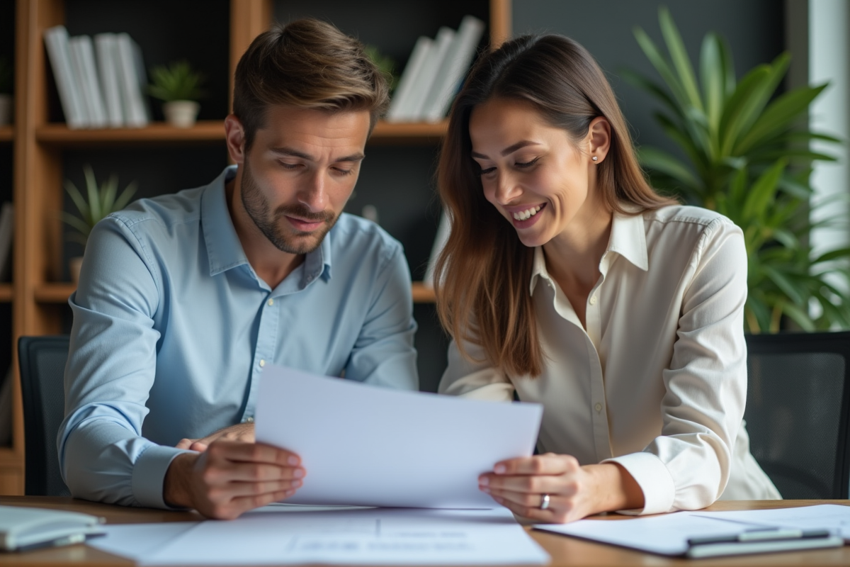 Femme d'affaires guidant un stagiaire dans un bureau moderne