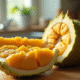 Jackfruit frais coupé sur plan de travail en cuisine