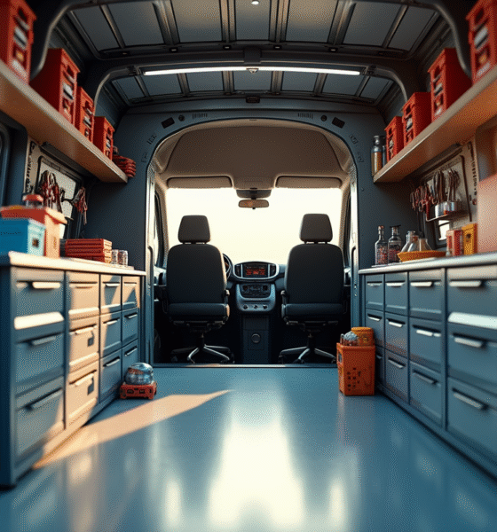 Intérieur moderne d'un Peugeot Expert bien organisé