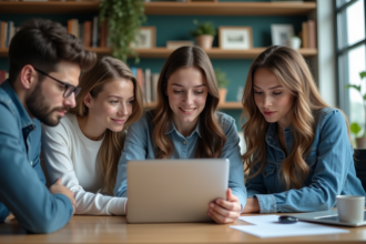 Groupe de jeunes professionnels dans un bureau moderne