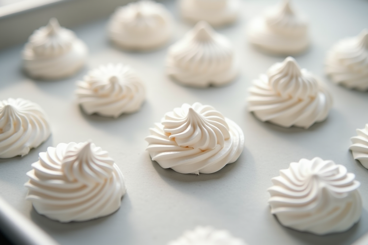 Zoom sur les pics de meringue en cours de refroidissement