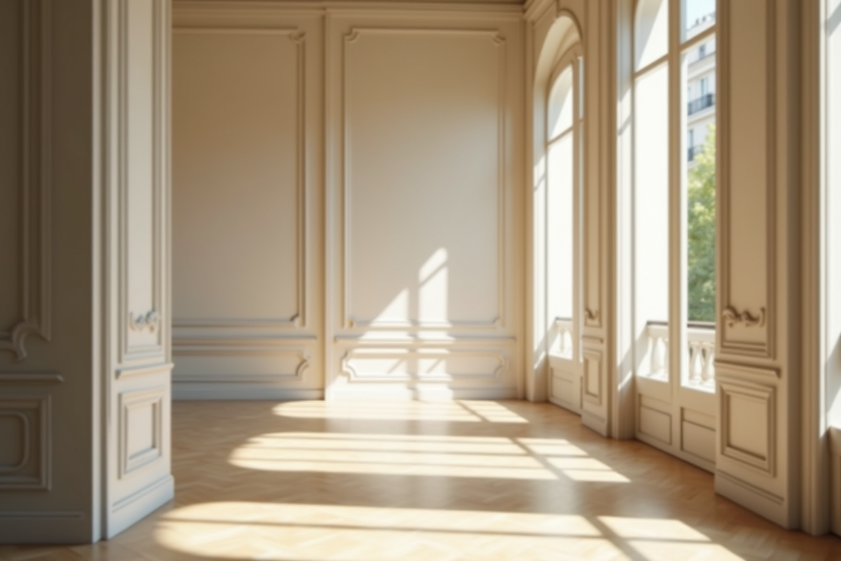 Intérieur lumineux d un appartement parisien avec moulures ornementales