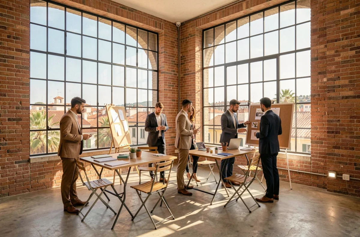 Salle de location à l'heure Peerspace à Nice avec vue sur les toits et ambiance moderne urbaine